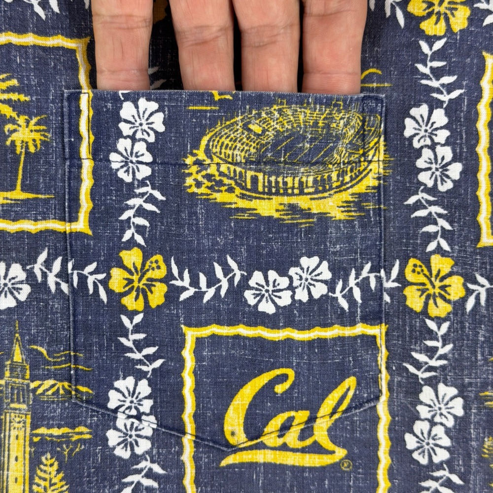 Reyn Spooner Cal Berkeley Bears Hawaiian Shirt Men XL Navy Blue University Aloha - Picture 3 of 9